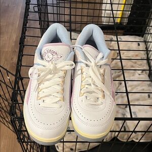 Jordan women’s Low-Top Sneakers - White with Pink & Light Blue